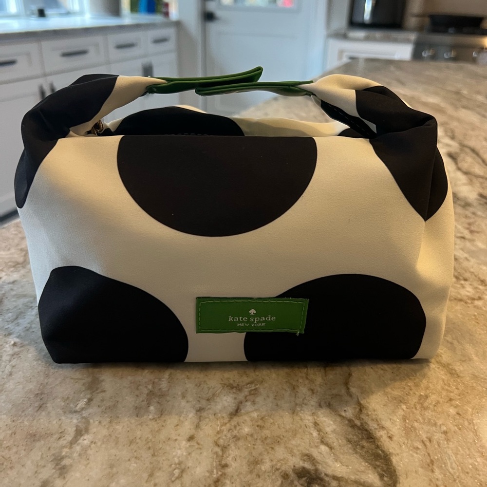 NWOT Kate Spade Black and White Polka Dot Cosmetic Bag